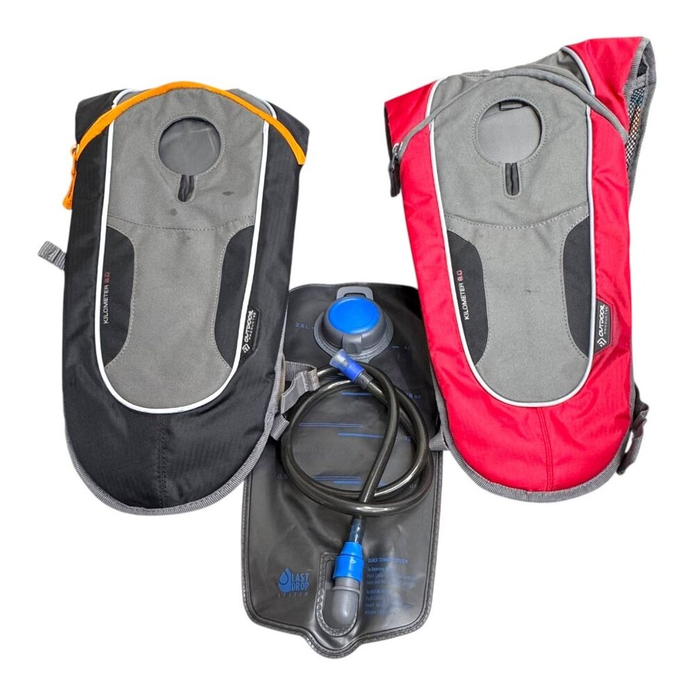 Lot of 2 Outdoor Backpack Hiking Kilometer 8.0 Hydration Pack 1 2L Reservoir Red
